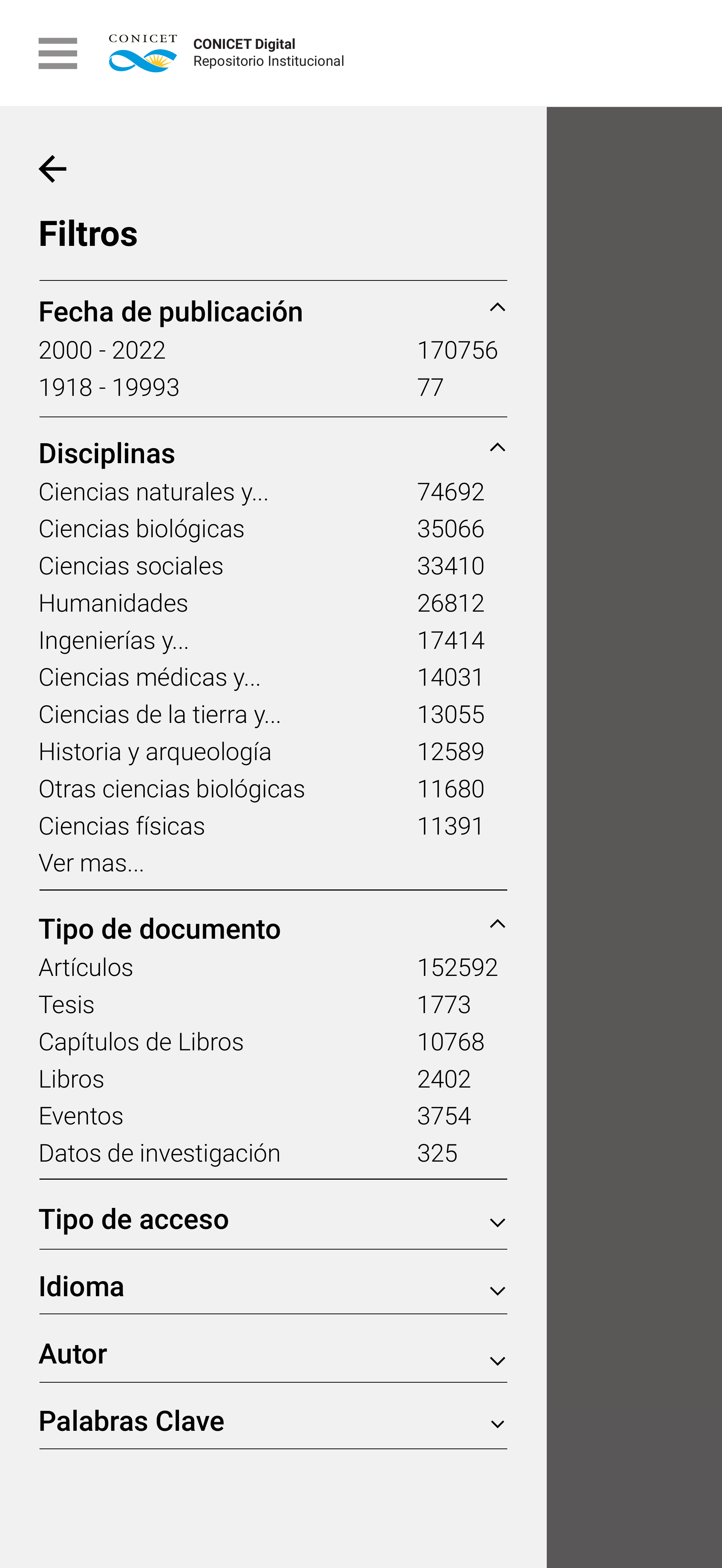 CONICET DIGITAL — diseño del repositorio, pantalla 21